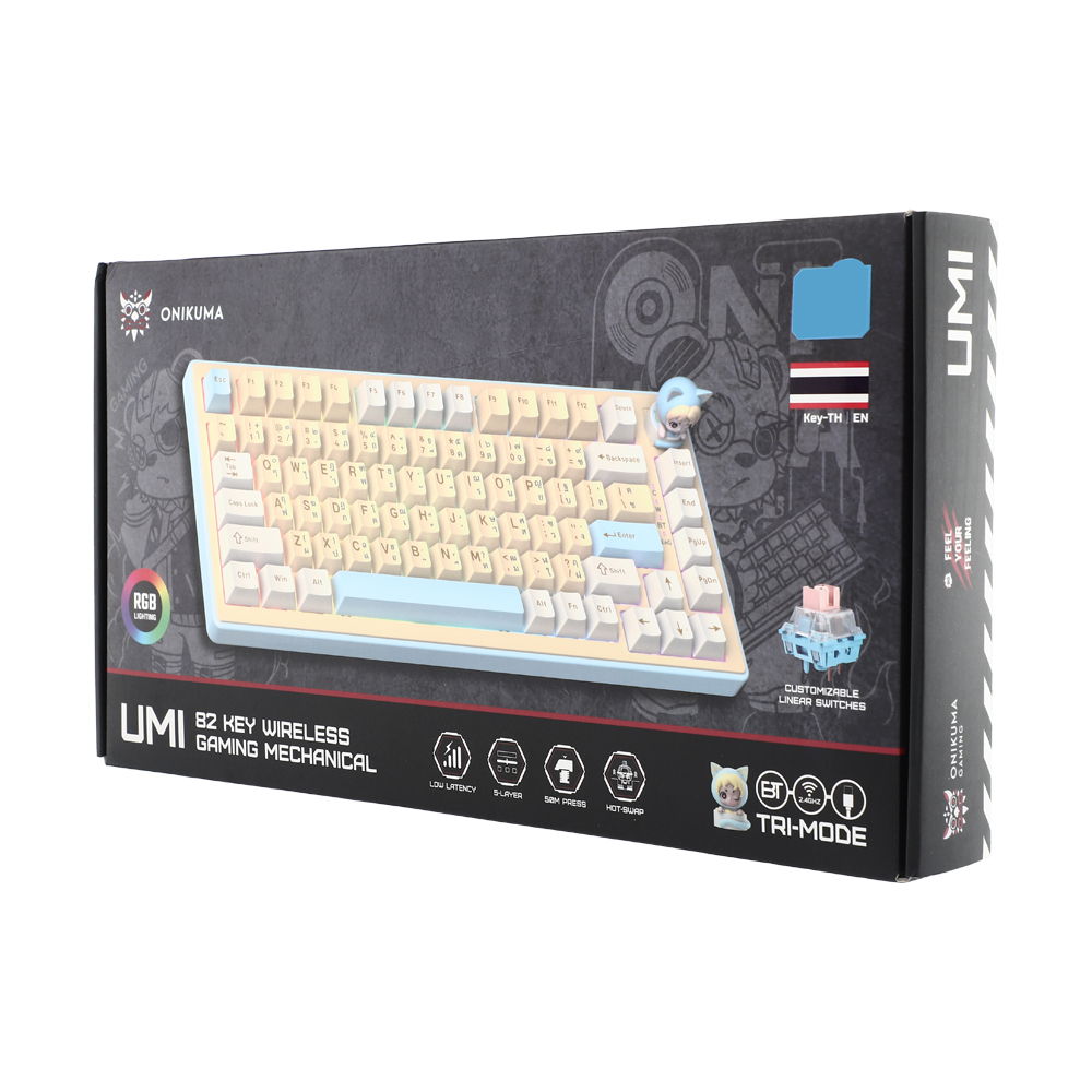 KEYBOARD WIRELESS BLUETOOTH ONIKUMA UMI MT707 YELLOW BLUE (MINT SWITCH คีย์บอร์ด)