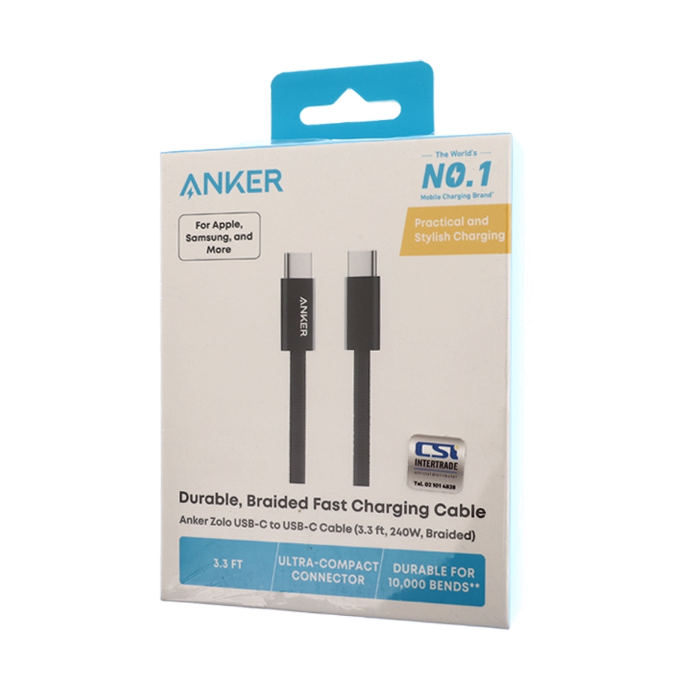 ANKER สายชาร์จ Type-C To Type-C 240W 0.9M Zolo Black (A8060H11)