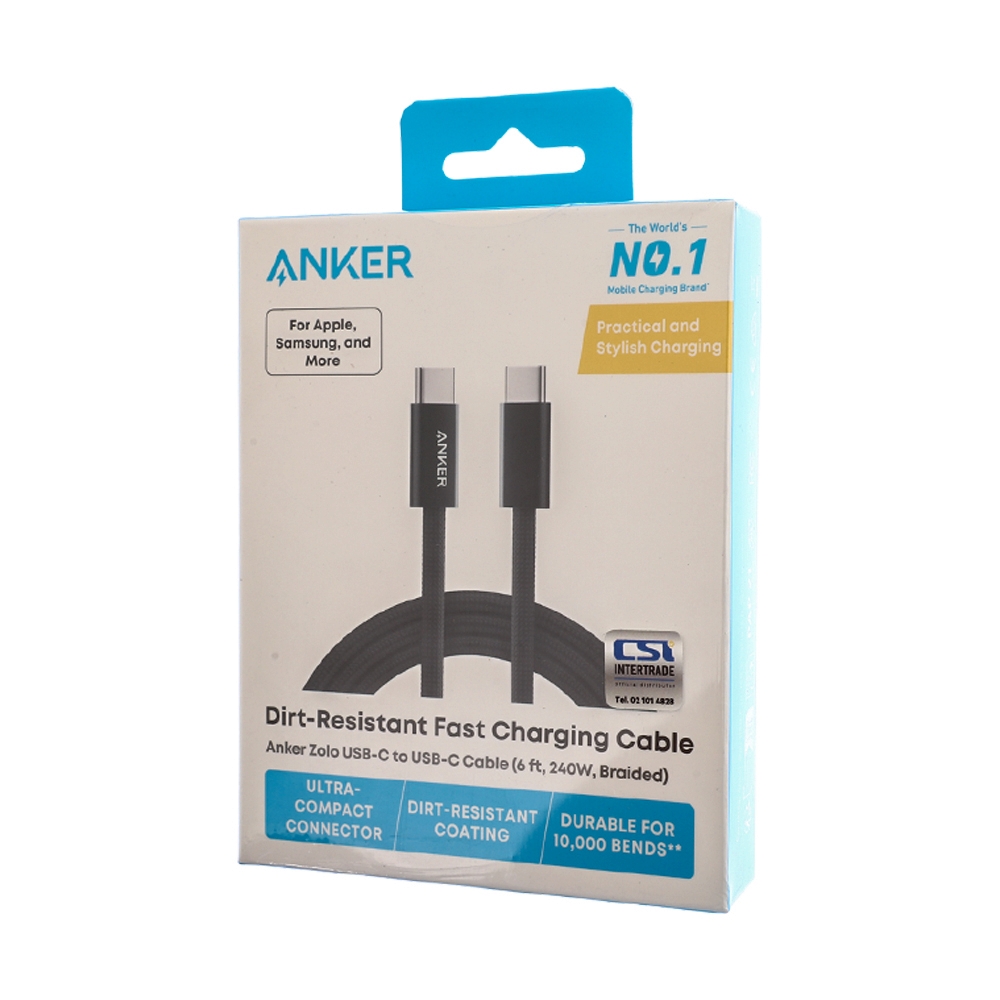 ANKER สายชาร์จ Type-C To Type-C 240W 1.8M Zolo Black (A8060H12)
