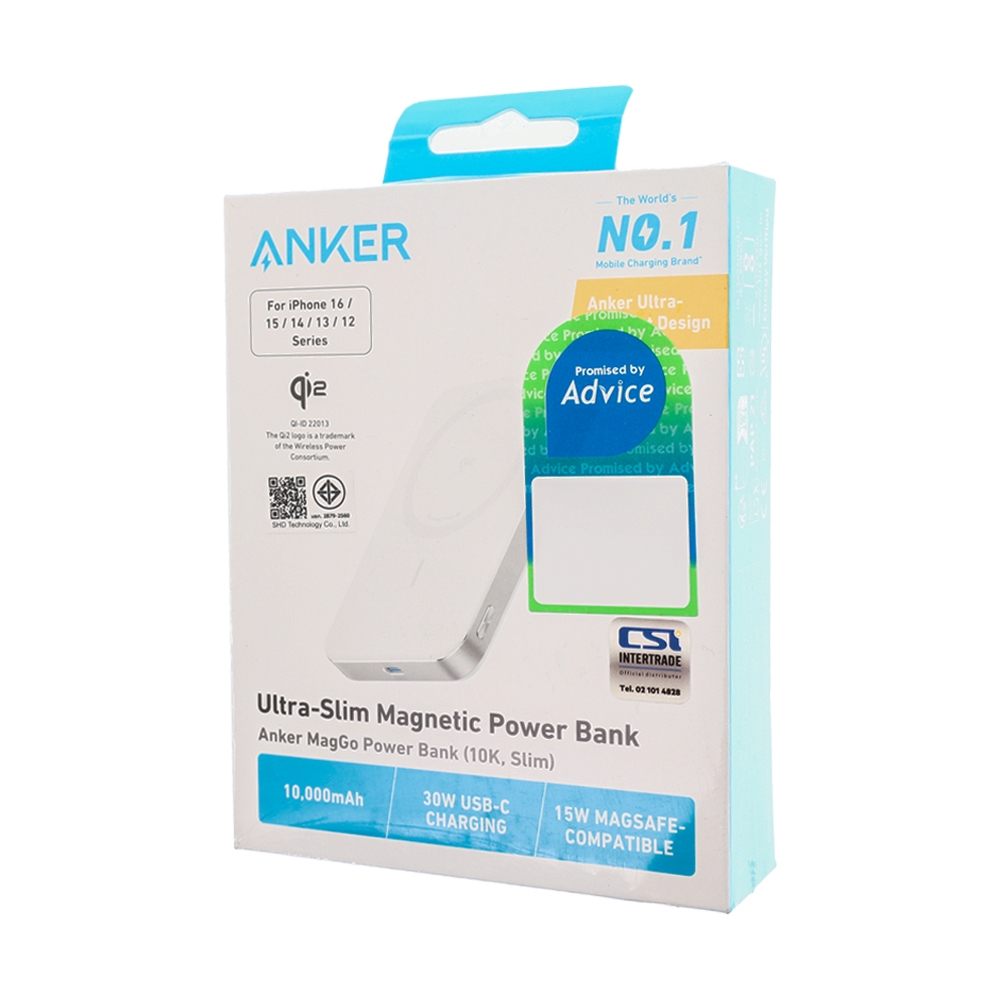 POWER BANK 10000 mAh ANKER MagGo Ultra-Slim (A1664H21,30W,Magnetic) White