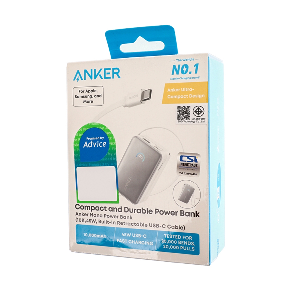 POWER BANK 10000 mAh ANKER NANO Retractable Type-C(A1638H21,45W) White