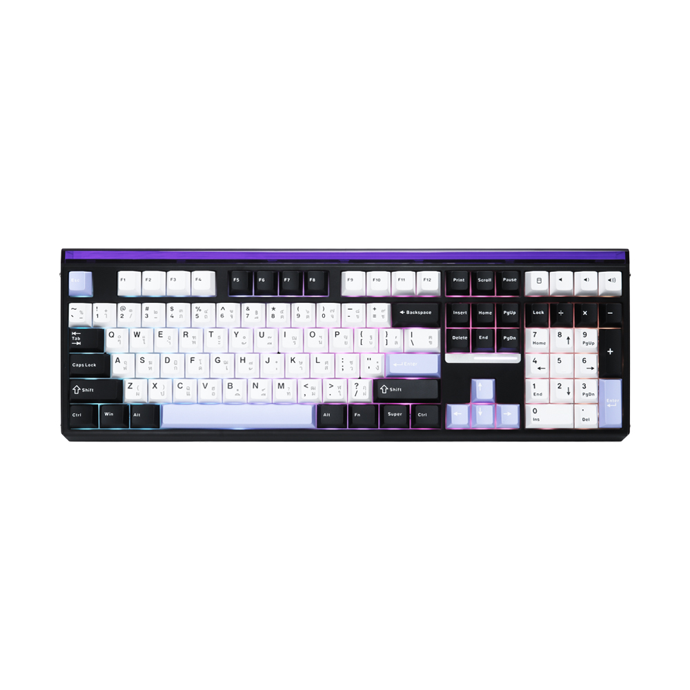 KEYBOARD WIRELESS BLUETOOTH AULA H108 BLACK WHITE PURPLE (LIGHT SILENT SWITCH คีย์บอร์ด)