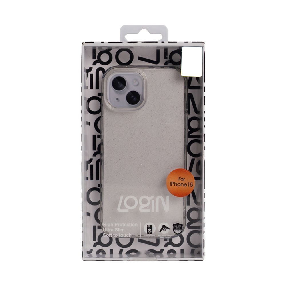 Case iPhone 15 LOGIN Gliter Case-Transparent