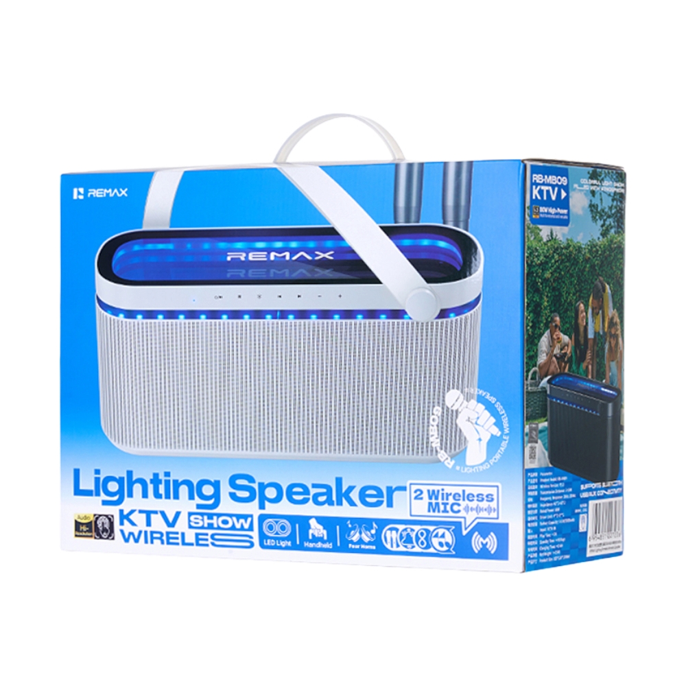 (1.0) ลำโพงปาร์ตี้ REMAX (RB-MB09) + MIC BLUETOOTH WHITE