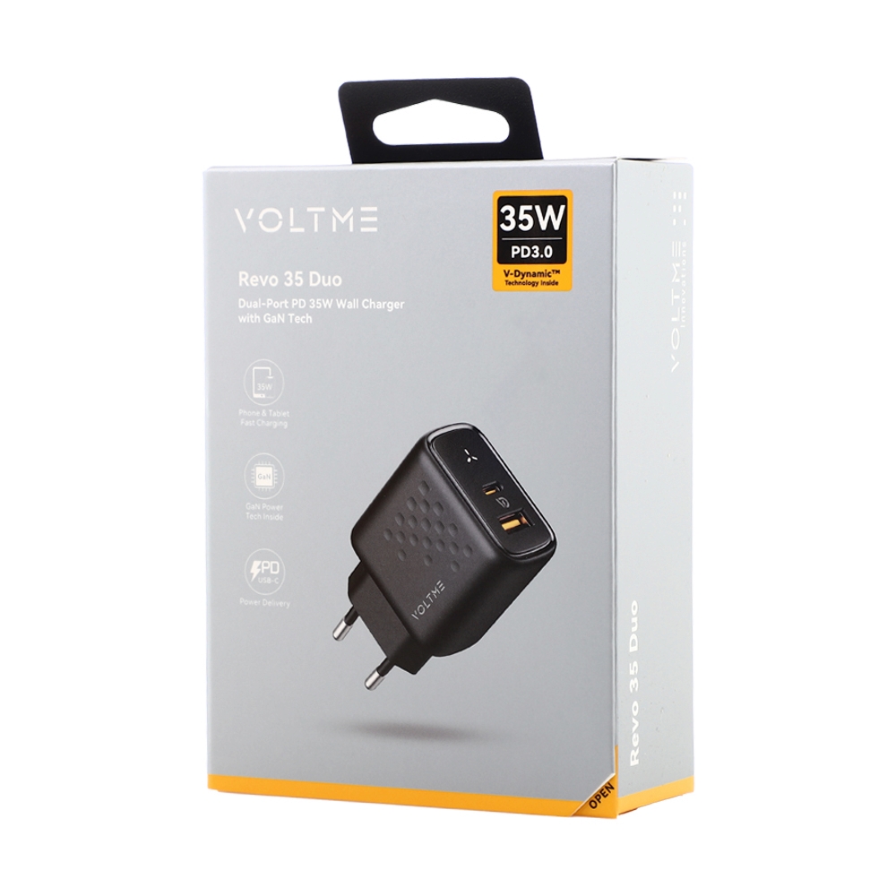 Adapter 2 Ports (1USB + 1TYPE-C) Charger VOLTME REVO 35 (35W) Black