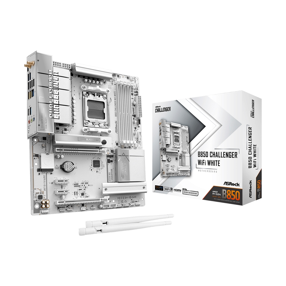 MAINBOARD (AM5) ASROCK B850 CHALLENGER WIFI DDR5 WHITE