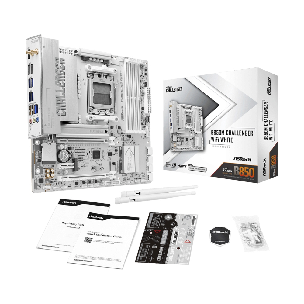 MAINBOARD (AM5) ASROCK B850M CHALLENGER WIFI DDR5 WHITE