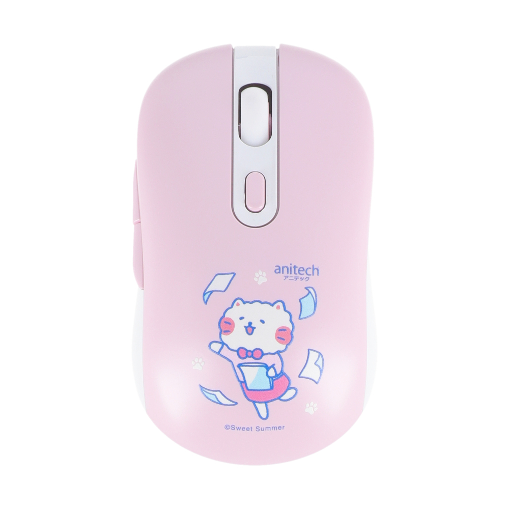 MOUSE WIRELESS ANITECH CAT-W244 PINK (SILENT)