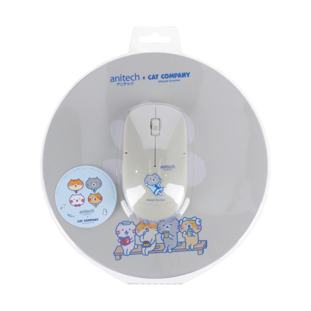 MOUSE WIRELESS + MOUSE PAD ANITECH CAT-WMP01 GREY