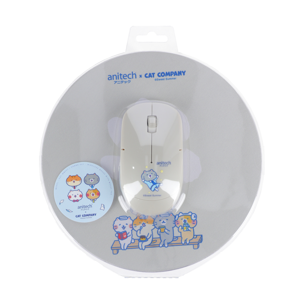 MOUSE WIRELESS + MOUSE PAD ANITECH CAT-WMP01 GREY