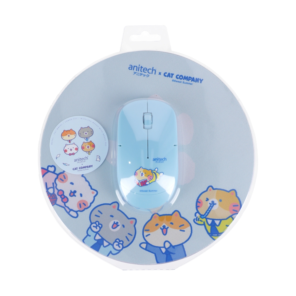 MOUSE WIRELESS + MOUSE PAD ANITECH CAT-WMP01 BLUE