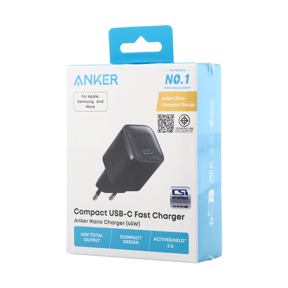 Adapter (1Type-C) ANKER (45W, A2692E11) Activeshield3.0 Black