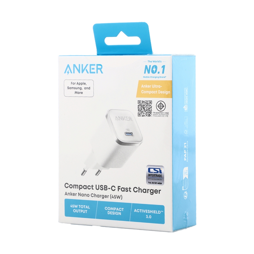 Adapter 1 Type-C Charger ANKER (45W, A2692E21) Activeshield3.0 White
