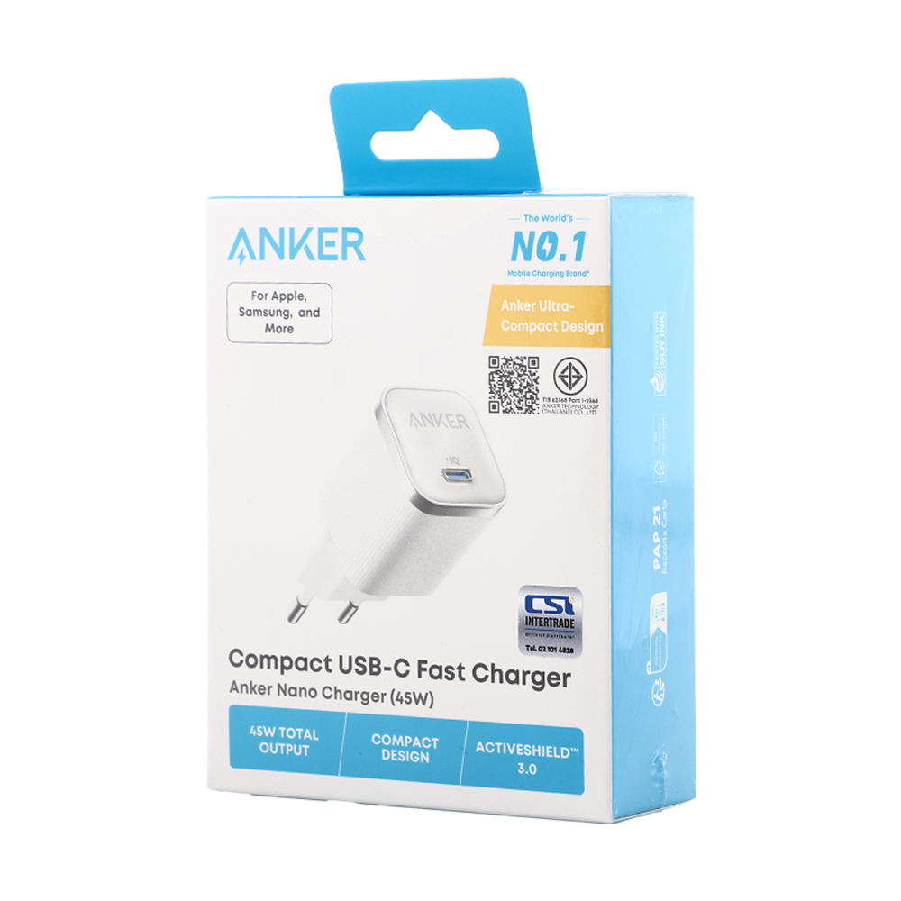 Adapter 1 Type-C Charger ANKER (45W, A2692E21) Activeshield3.0 White