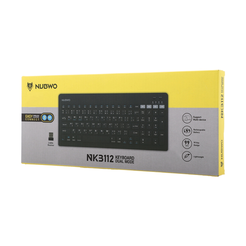 KEYBOARD WIRELESS NUBWO NKB112 WHITE (BLUETOOTH)