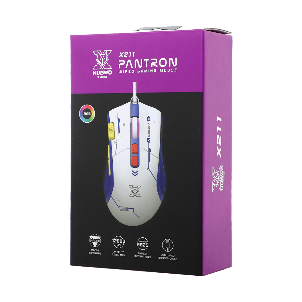 MOUSE NUBWO PANTRON X211 WHITE BLUE (เมาส์สาย)