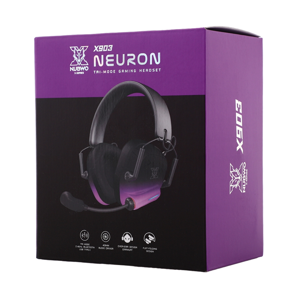 HEADSET WIRELESS NUBWO X903 BLACK PURPLE (BLUETOOTH)