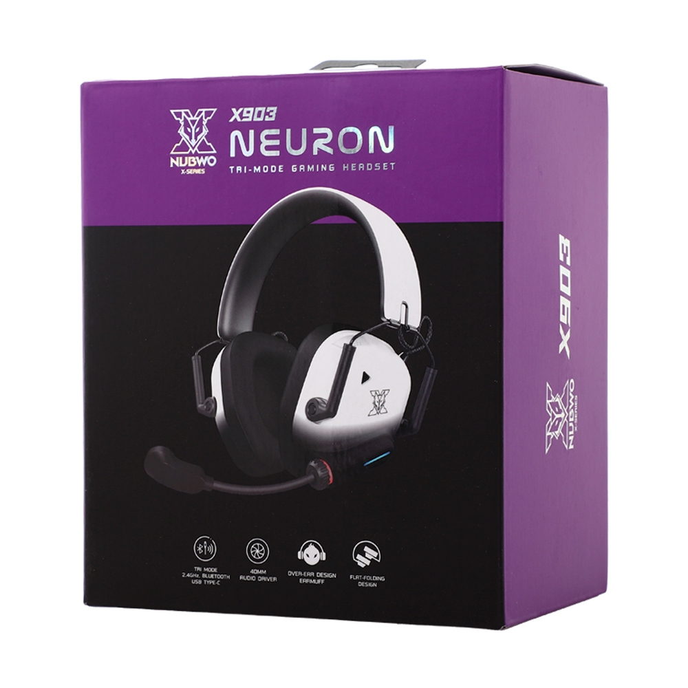 HEADSET WIRELESS NUBWO X903 WHITE BLACK (BLUETOOTH)