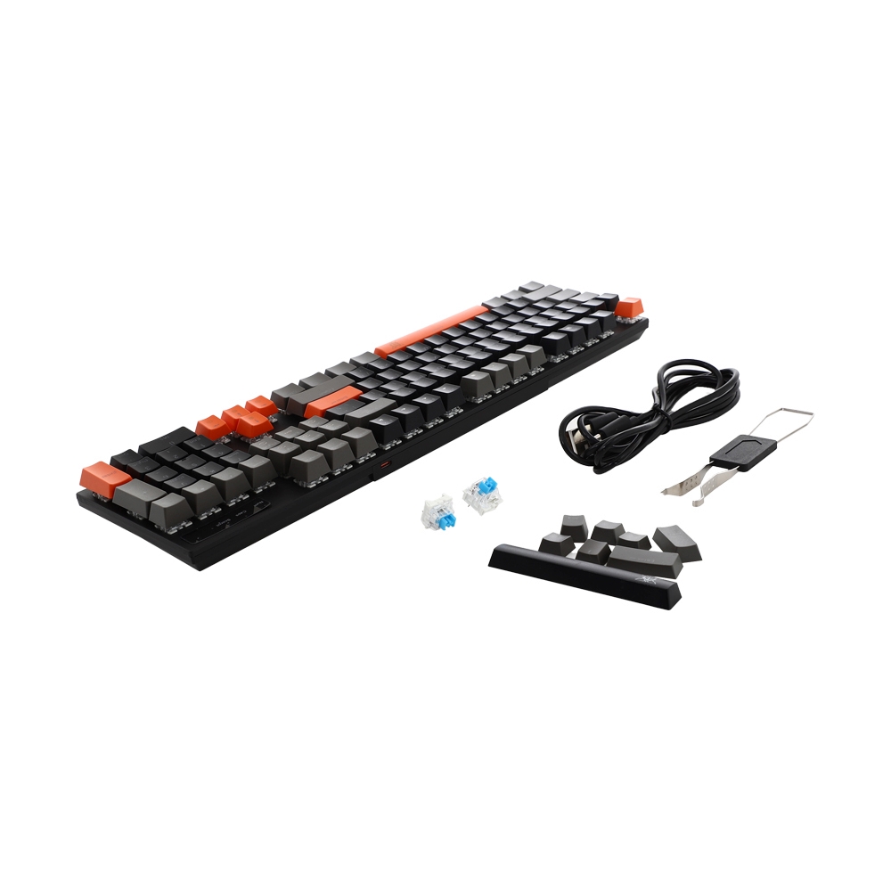 KEYBOARD NUBWO RHIANNON X62 BLACK GRAY ORANGE (BLUE SWITCH คีย์บอร์ด)