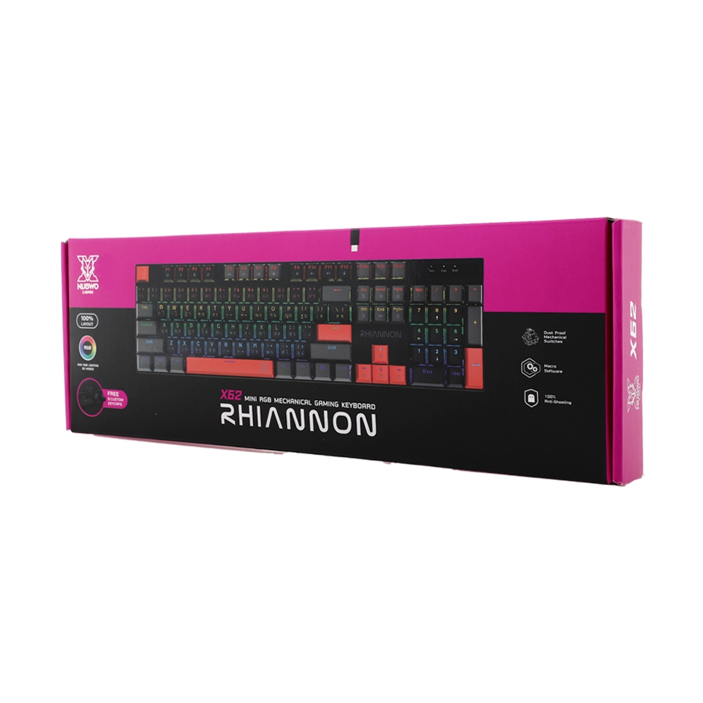 KEYBOARD NUBWO RHIANNON X62 BLACK GRAY ORANGE (BLUE SWITCH คีย์บอร์ด)