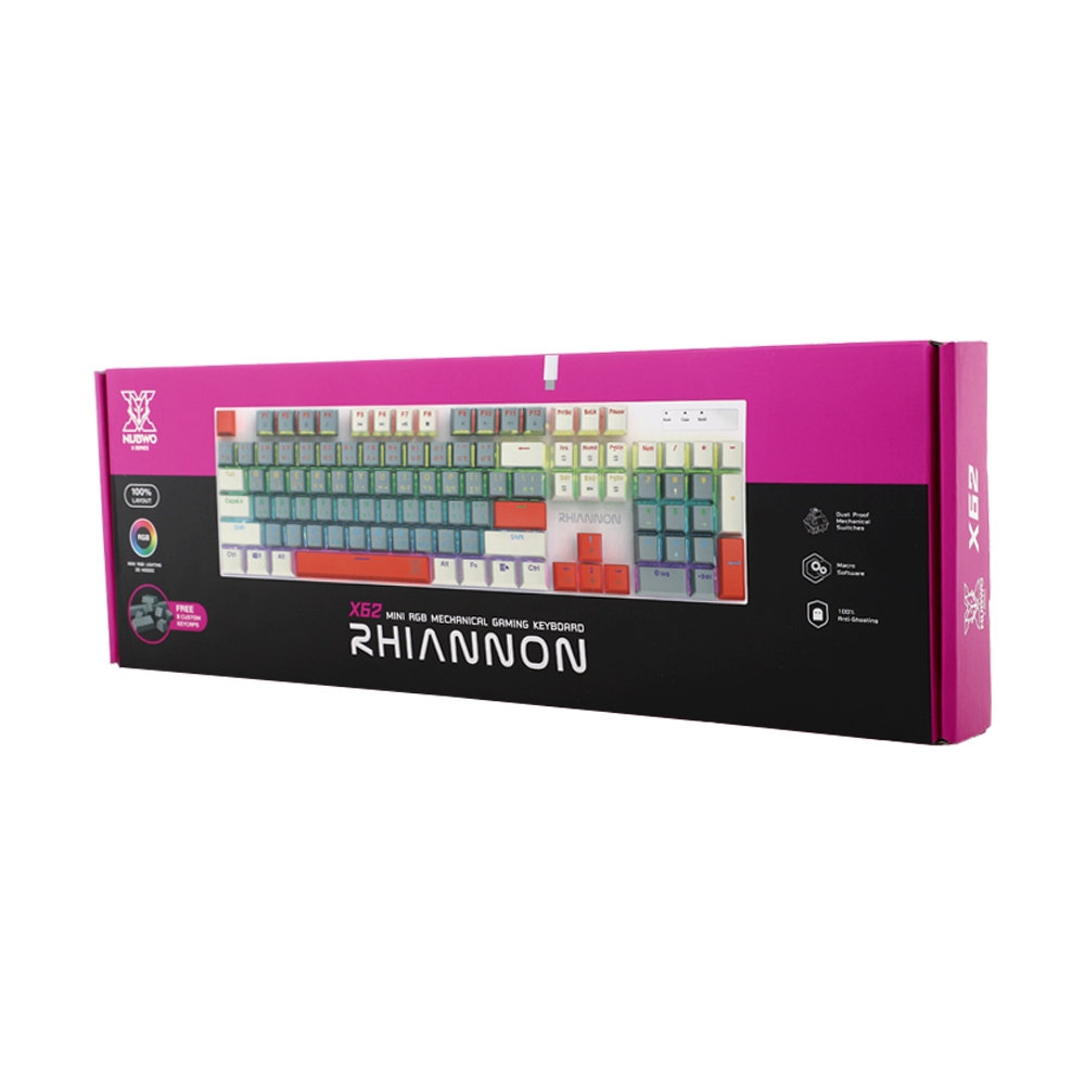 KEYBOARD NUBWO RHIANNON X62 WHITE GRAY ORANGE (BLUE SWITCH คีย์บอร์ด)