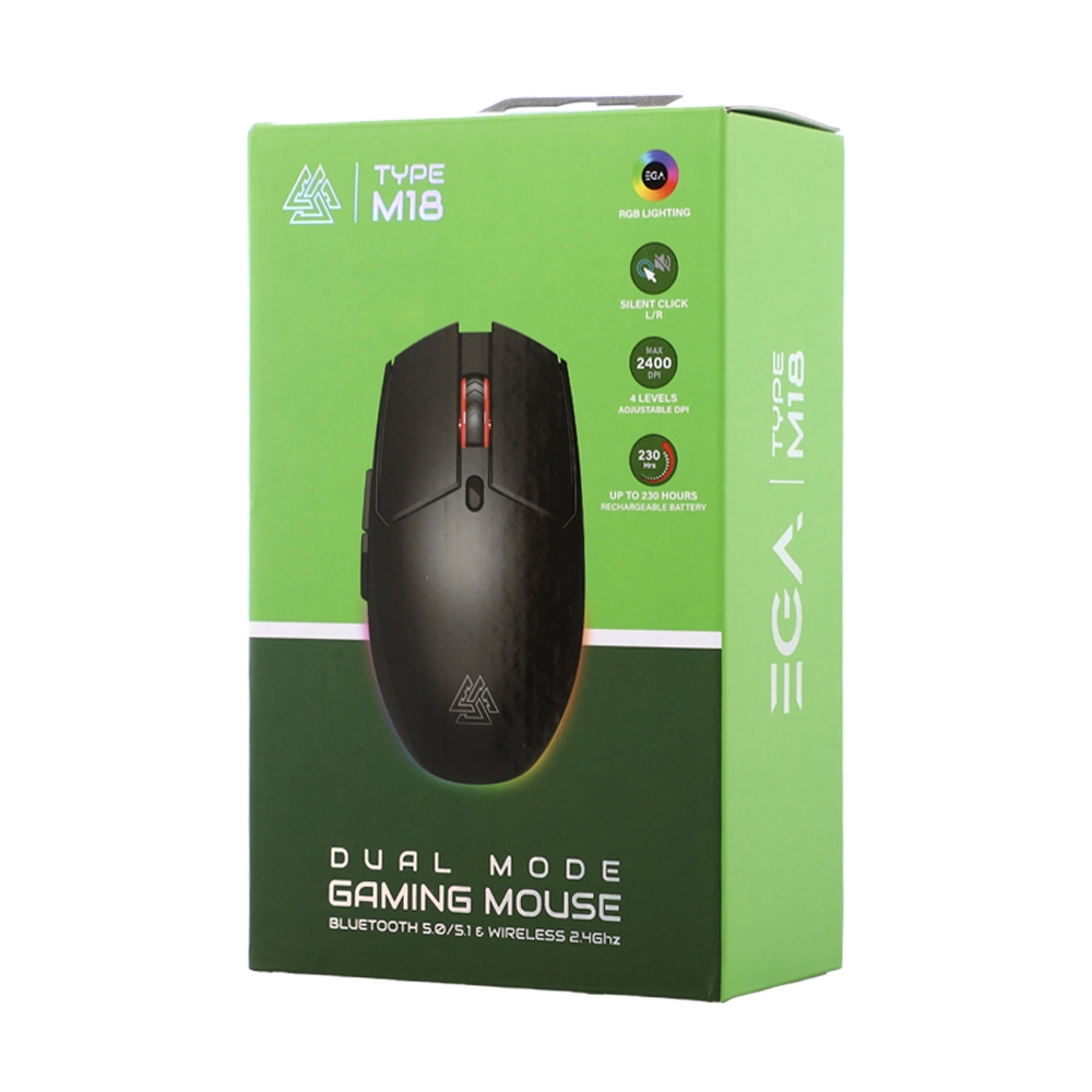 MOUSE WIRELESS BLUETOOTH EGA TYPE M18 BLACK (เมาส์ไร้สาย)
