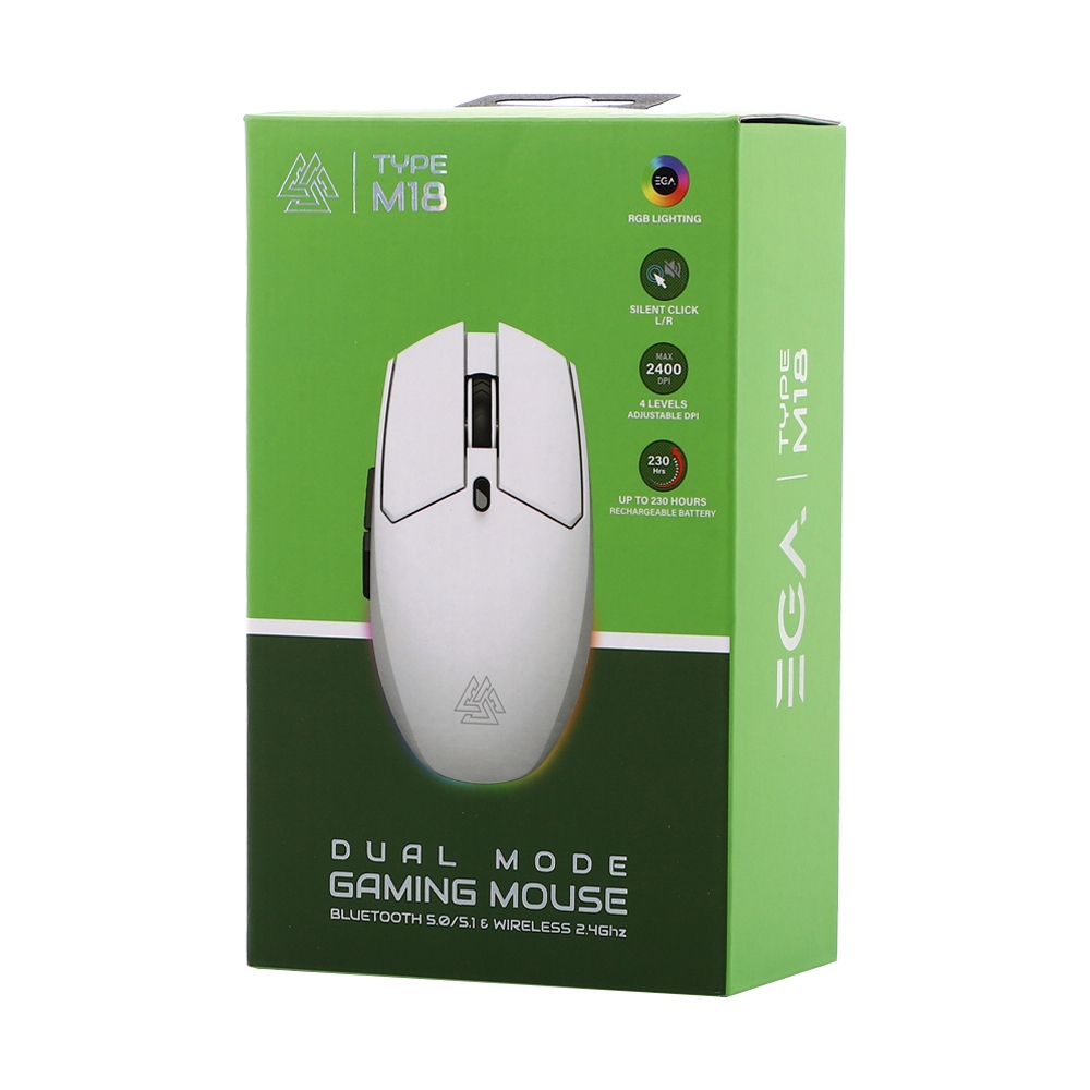 MOUSE WIRELESS BLUETOOTH EGA TYPE M18 WHITE (เมาส์ไร้สาย)
