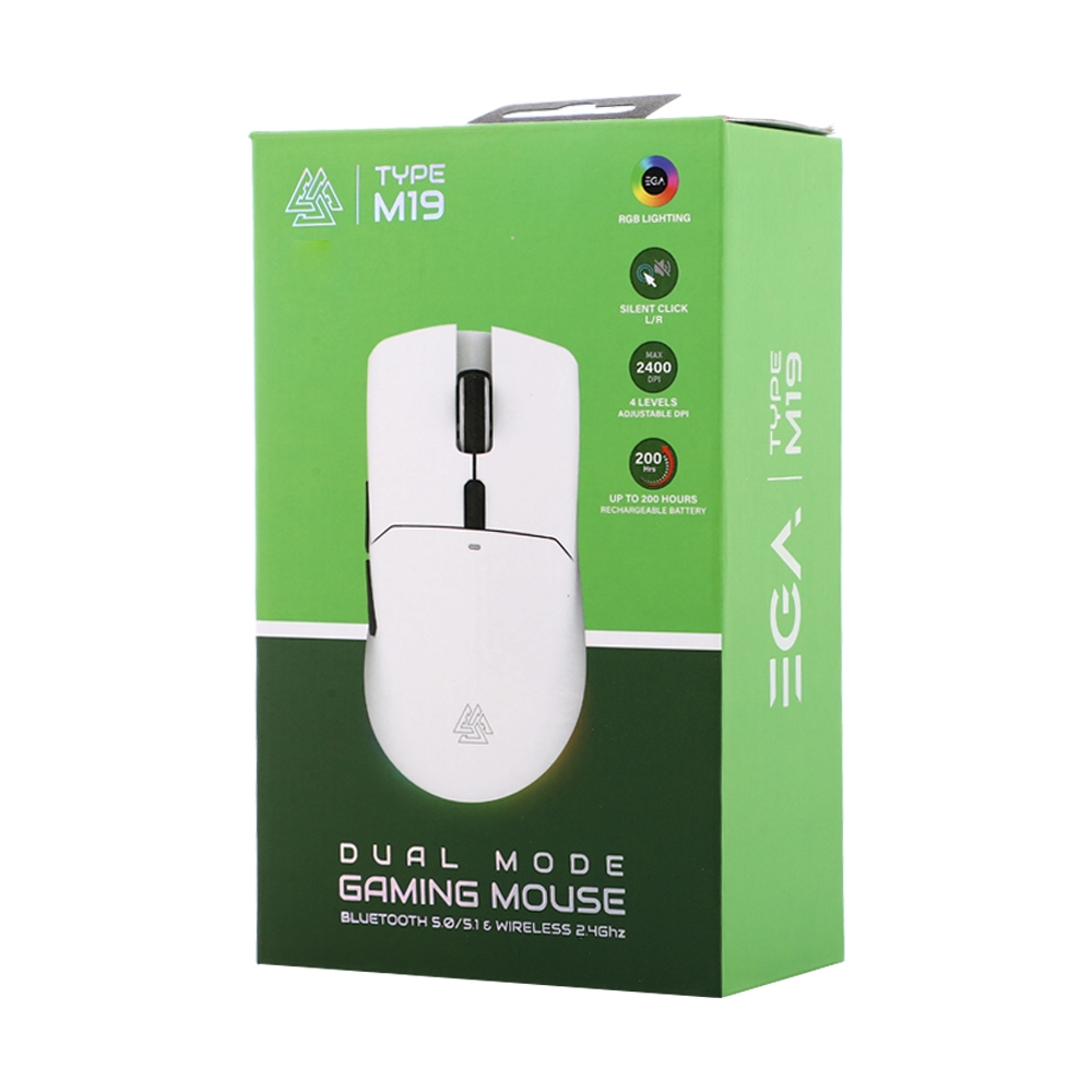 MOUSE WIRELESS BLUETOOTH EGA TYPE M19 WHITE (เมาส์ไร้สาย)