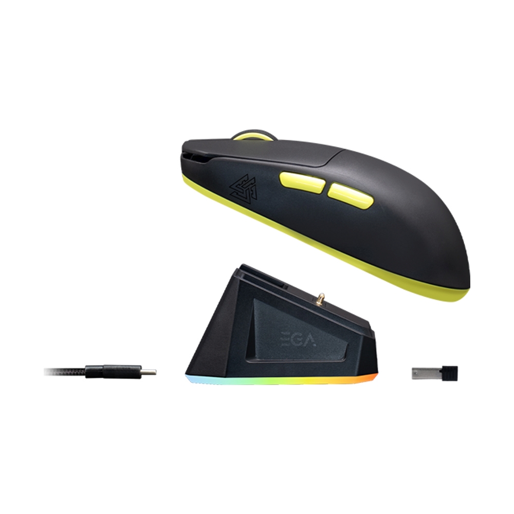 MOUSE WIRELESS BLUETOOTH EGA TYPE GM2 PRO BLACK GREEN (เมาส์ไร้สาย+แท่นชาร์จ)