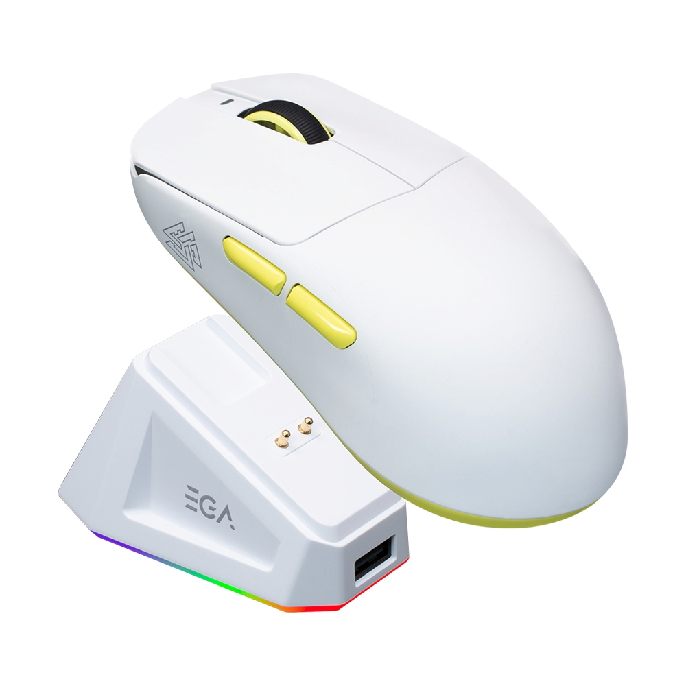MOUSE WIRELESS BLUETOOTH EGA TYPE GM2 PRO WHITE GREEN (เมาส์ไร้สาย+แท่นชาร์จ)