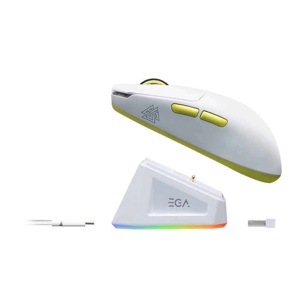 MOUSE WIRELESS BLUETOOTH EGA TYPE GM2 PRO WHITE GREEN (เมาส์ไร้สาย+แท่นชาร์จ)