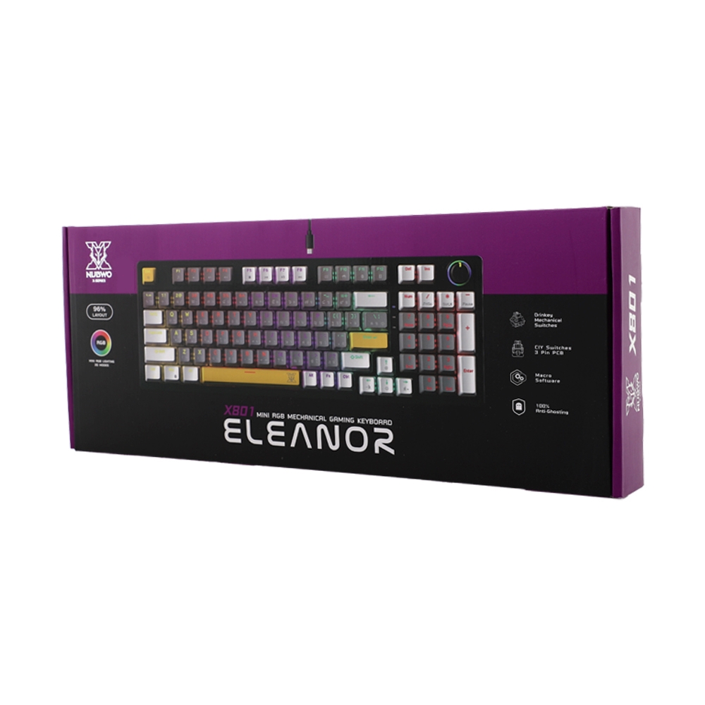 KEYBOARD NUBWO-X X801 GREY WHITE (RED SWITCH คีย์บอร์ด)