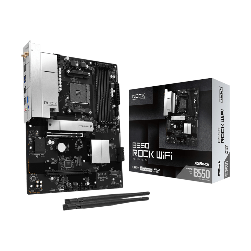 MAINBOARD (AM4) ASROCK B550 ROCK WIFI DDR4