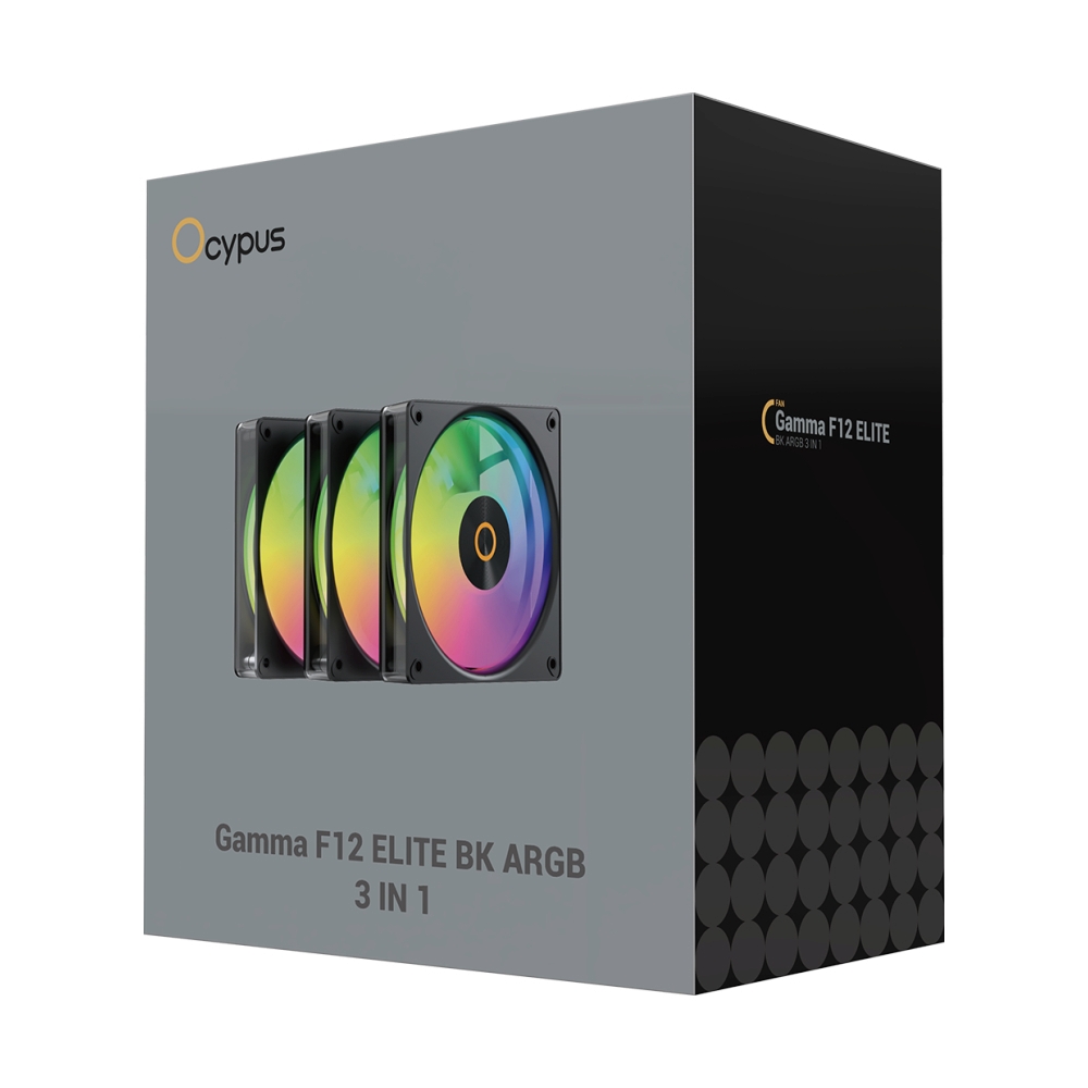 FAN CASE 12CM OCYPUS GAMMA F12 ELITE ARGB BLACK 3 FAN PACK
