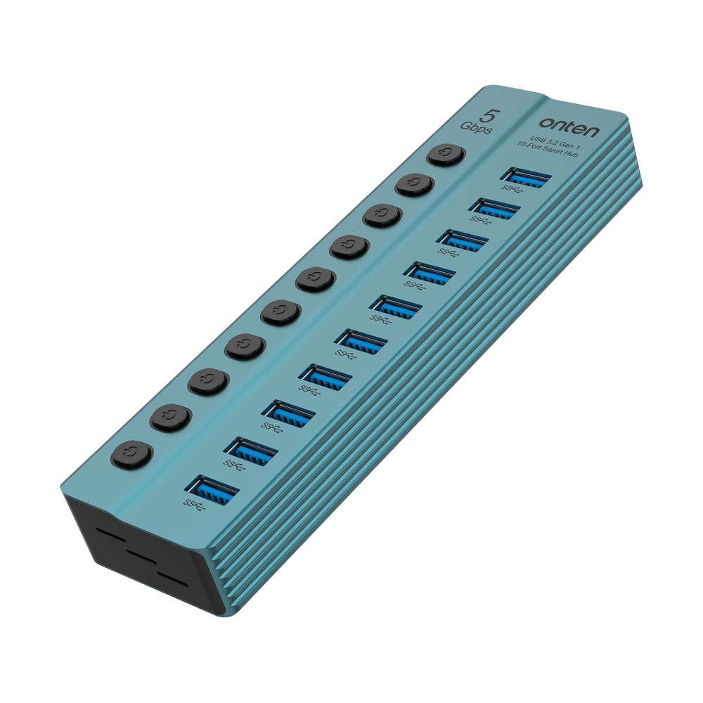 10 Port USB HUB v3.2 ONTEN (OTN-8120) Dark Green