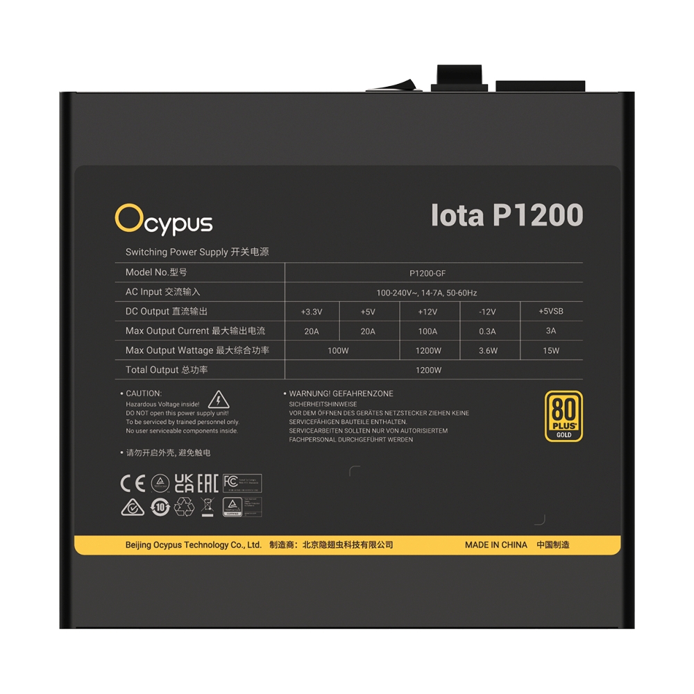 POWER SUPPLY (80+ GOLD) 1200W OCYPUS IOTA P1200 BLACK