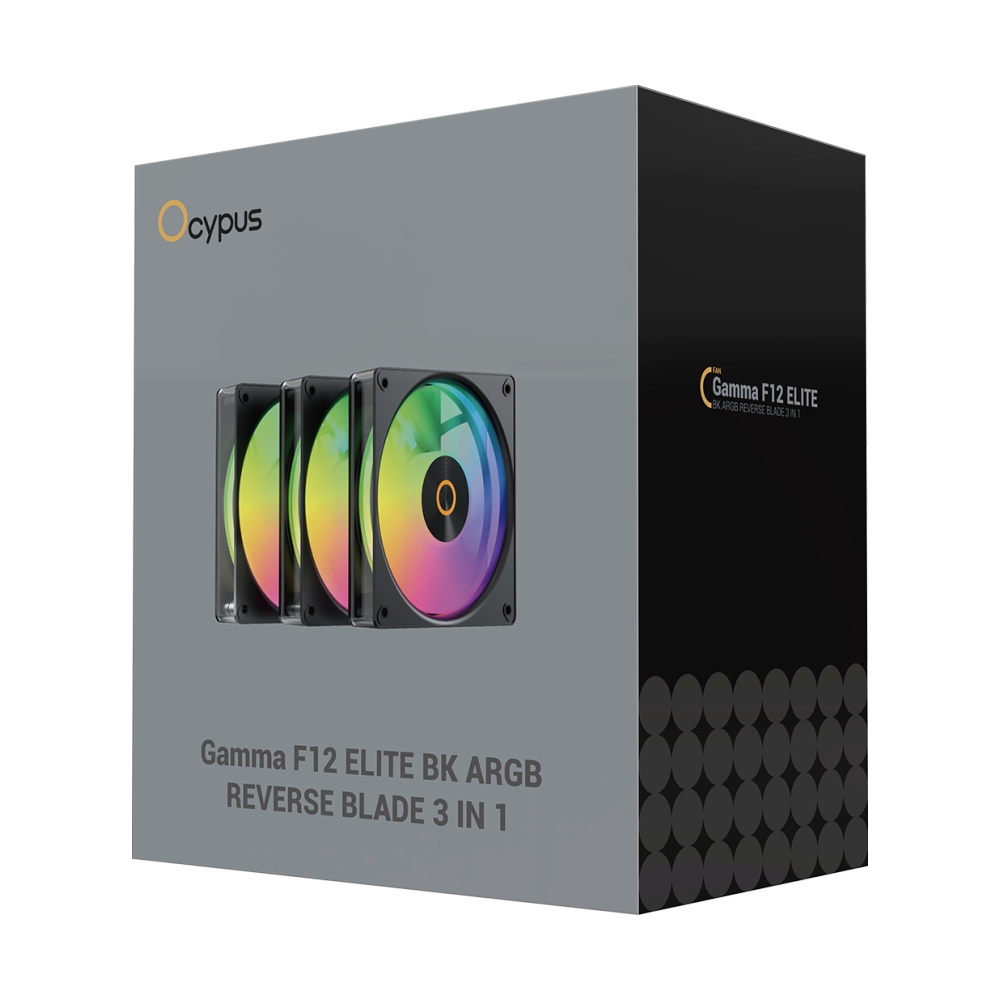 FAN CASE OCYPUS GAMMA F12 ELITE BLACK ARGB REVERSE BLADE 3 IN 1                 