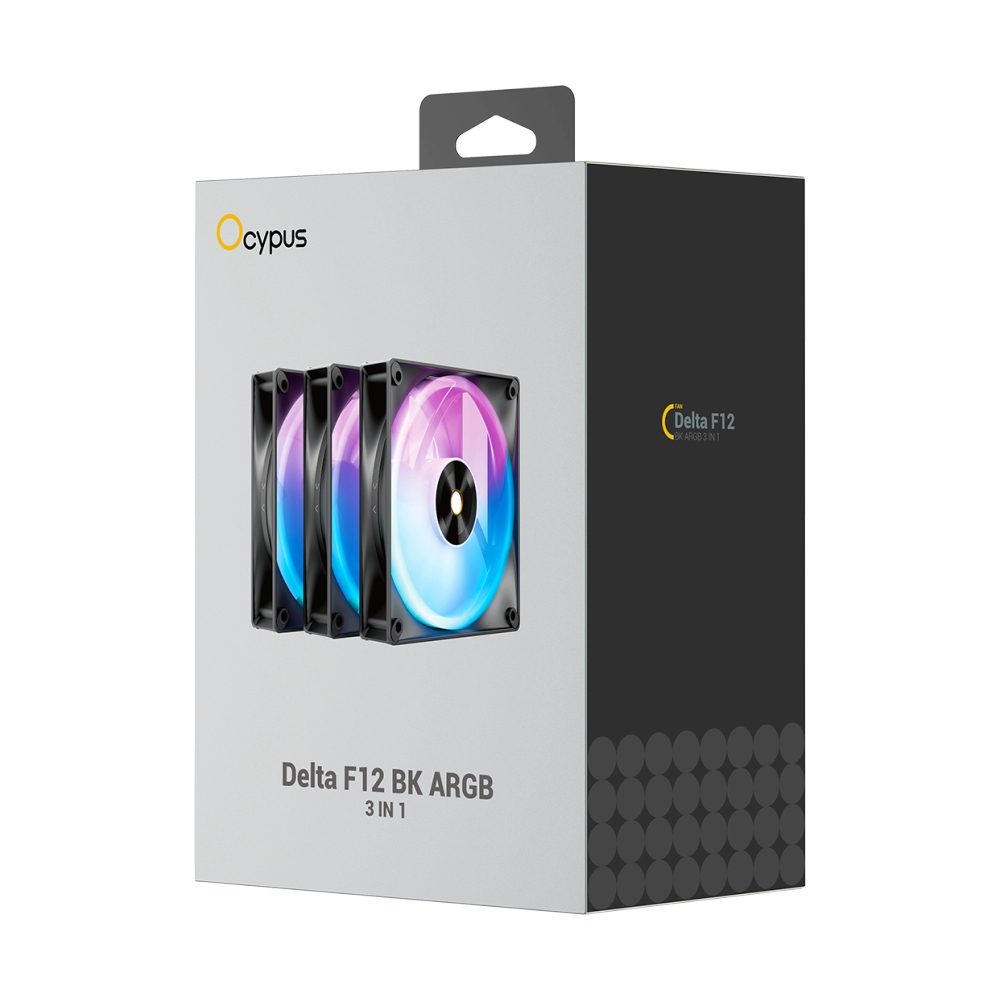 FAN CASE 12CM OCYPUS DELTA F12 BLACK ARGB 3 IN 1