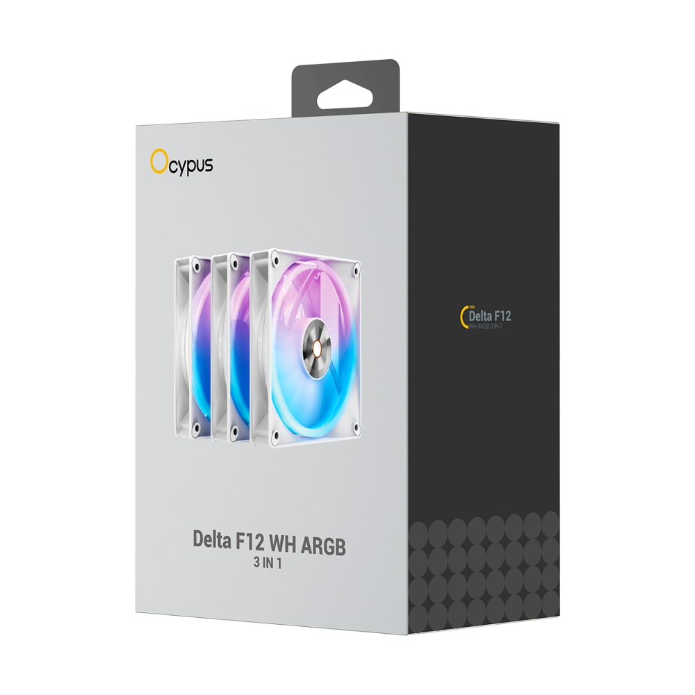 FAN CASE 12CM OCYPUS DELTA F12 WHITE ARGB 3 IN 1