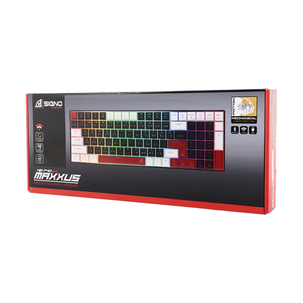 KEYBOARD WIRELESS BLUETOOTH SIGNO MAXXUS KB-740BLK Y (YELLOW SWITCH คีย์บอร์ด)