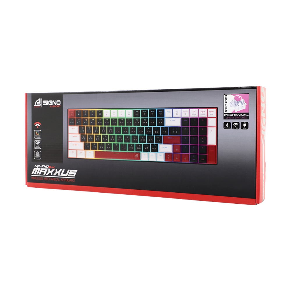 KEYBOARD WIRELESS BLUETOOTH SIGNO MAXXUS KB-740BLK P (PINK SWITCH คีย์บอร์ด)