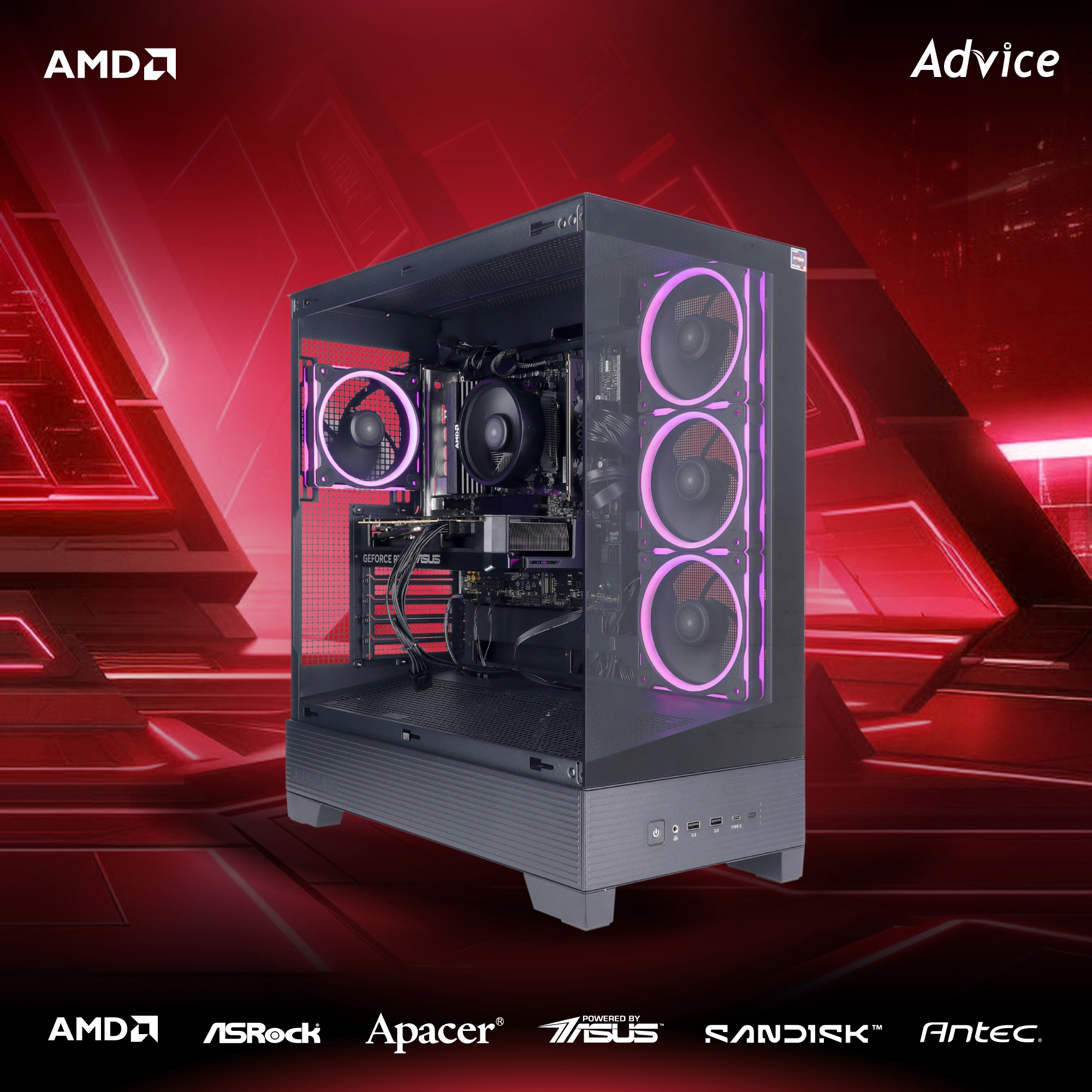 คอมประกอบ Advice x AIRA : Computer Set AMD #A301 RYZEN 5 7500F RTX5060TI 16GB ASUS DUAL O16G (OC/D7)
