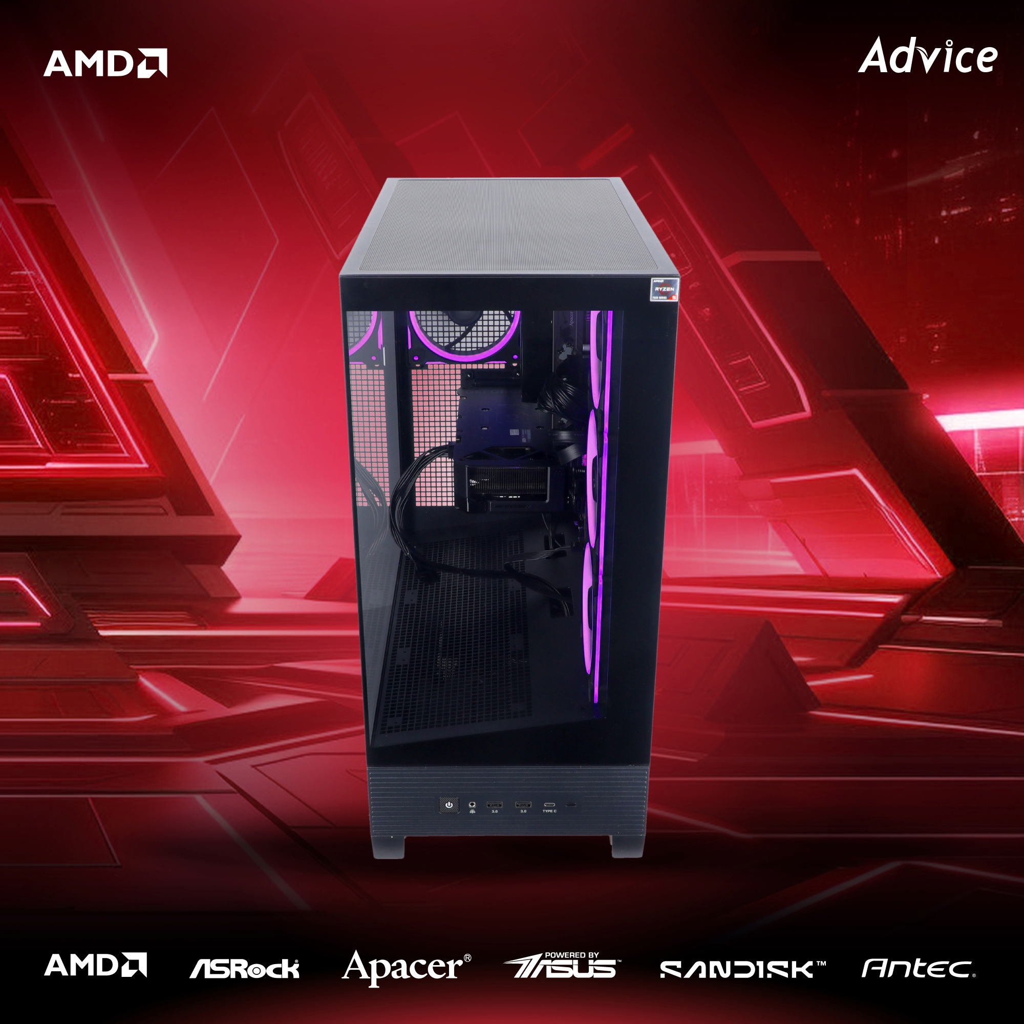 คอมประกอบ Advice x AIRA : Computer Set AMD #A301 RYZEN 5 7500F RTX5060TI 16GB ASUS DUAL O16G (OC/D7)