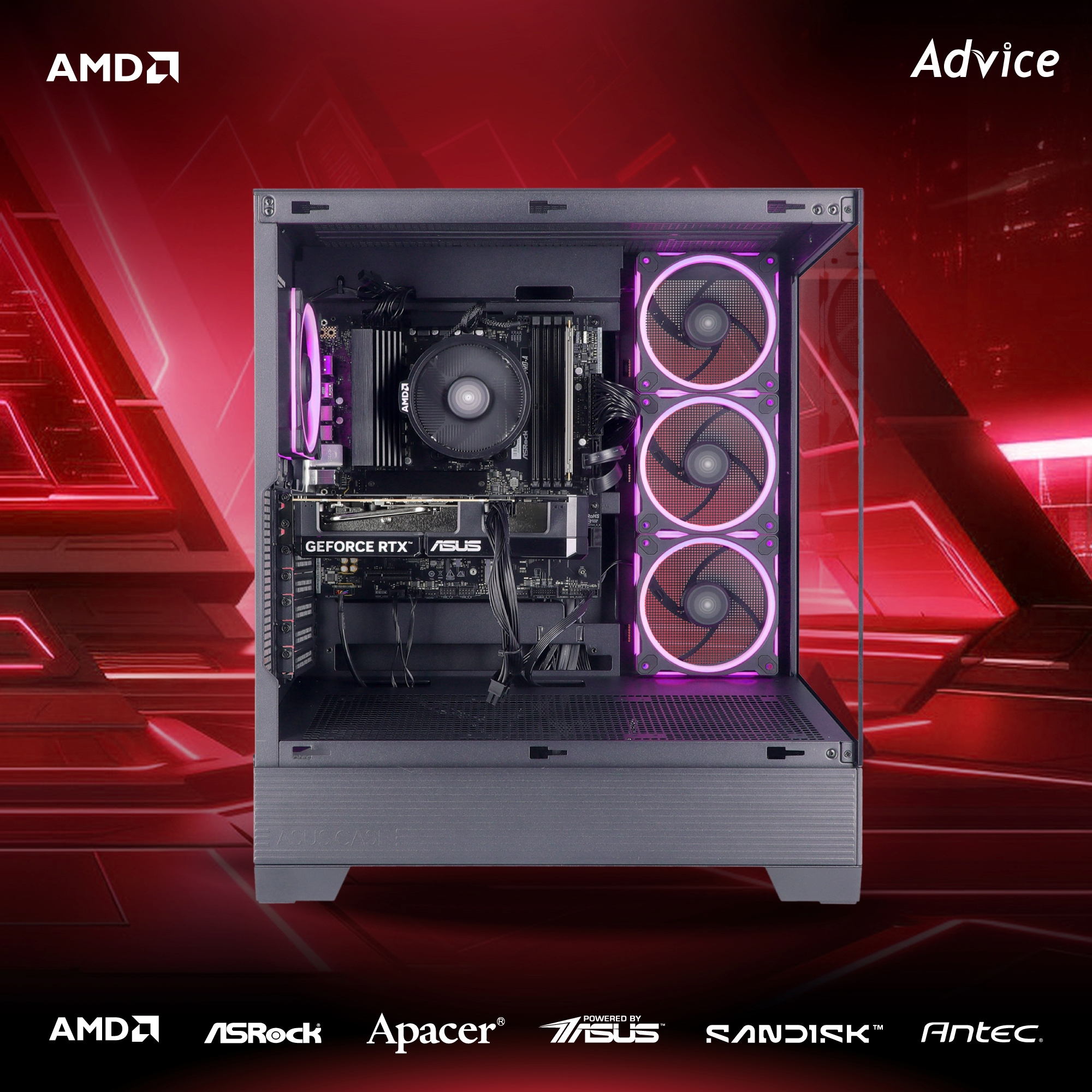 คอมประกอบ Advice x AIRA : Computer Set AMD #A301 RYZEN 5 7500F RTX5060TI 16GB ASUS DUAL O16G (OC/D7)