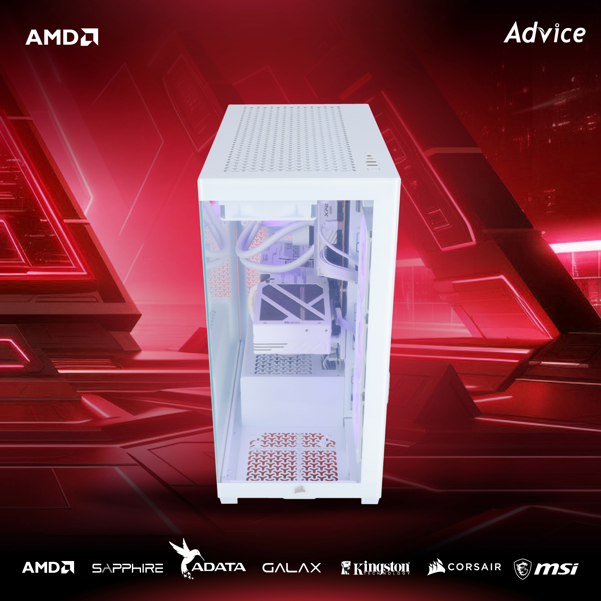 คอมประกอบ Advice x AIRA : Computer Set AMD #A305 RYZEN 7 9800X3D RTX5070TI 16GB GALAX EX GAMER 1-CLICK WHITE (OC/D7)