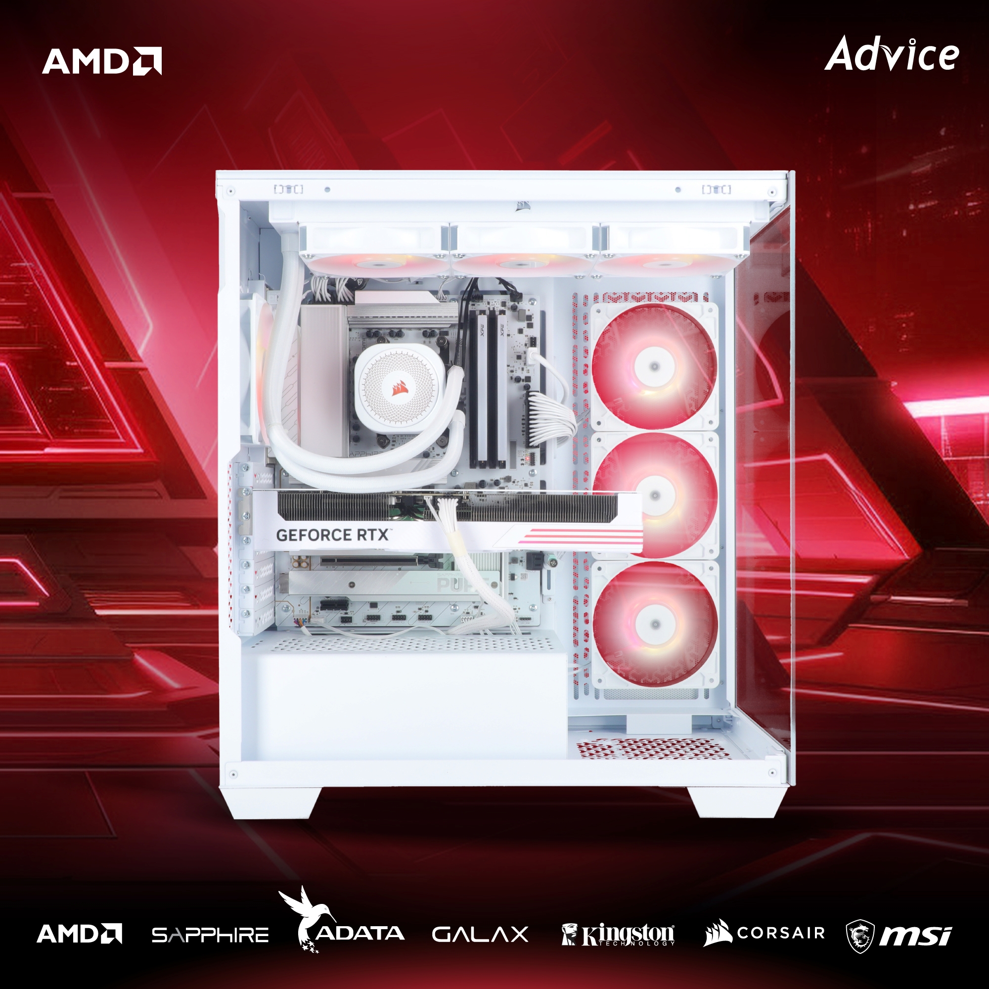 คอมประกอบ Advice x AIRA : Computer Set AMD #A305 RYZEN 7 9800X3D RTX5070TI 16GB GALAX EX GAMER 1-CLICK WHITE (OC/D7)