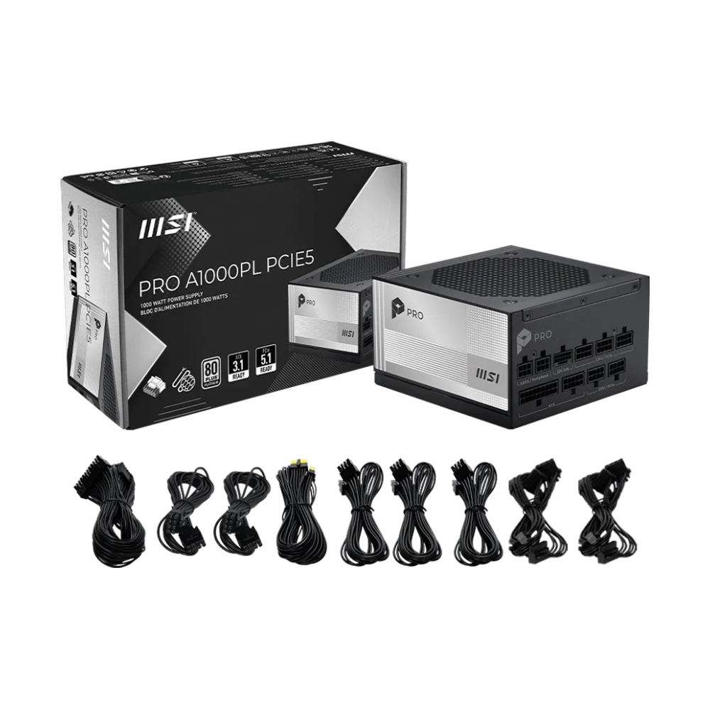 POWER SUPPLY (80+ PLATINUM) 1000W MSI PRO A1000PL PCIE5