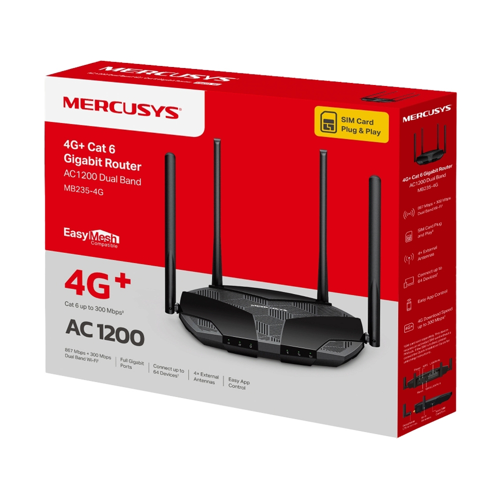 4G Router MERCUSYS (MB235-4G) Wireless AC1200 Dual Band Gigabit