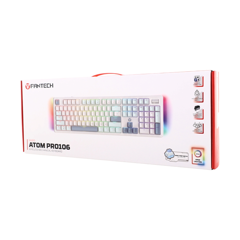 KEYBOARD WIRELESS BLUETOOTH FANTECH MK895 ATOM PRO106 WHITE (BLUE SWITCH คีย์บอร์ด)