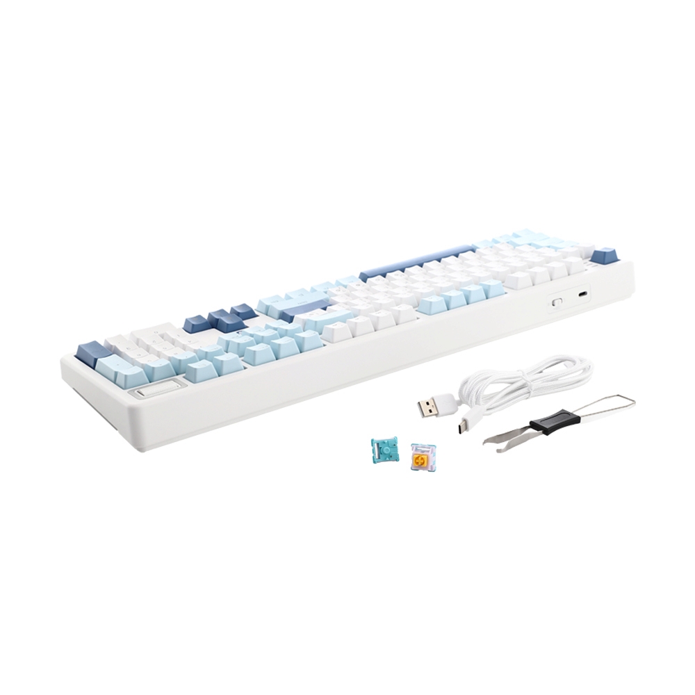 KEYBOARD WIRELESS BLUETOOTH FANTECH MK895 ATOM PRO106 WHITE (YELLOW SWITCH คีย์บอร์ด)
